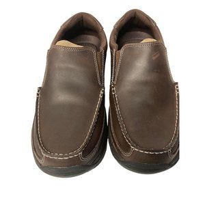 Skechers Men's Size 8.5 Fudge Brown Leather Relaxed Fit Memory Foam Shoes